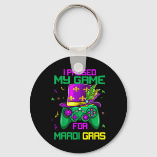 Ich pausierte mein Spiel für Mardi Gras Videospiel Schlüsselanhänger
