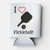 Ich ❤️ Pickleball in schwarz, weiß und rot. Dosenkühler (Vorderseite)