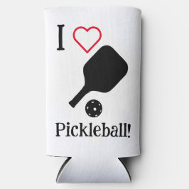 Ich ❤️ Pickleball in schwarz, weiß und rot. Selters Dosenkühler