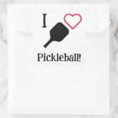 Ich ❤️ Pickleball! Quadratischer Aufkleber (Tasche)