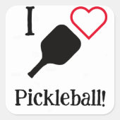 Ich ❤️ Pickleball! Quadratischer Aufkleber (Vorderseite)