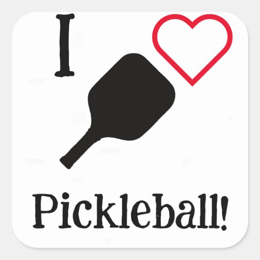 Ich ❤️ Pickleball! Quadratischer Aufkleber (Vorderseite)