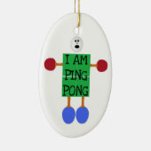 Ich ping Pong Strichmännchen Keramik Ornament (Rechts)