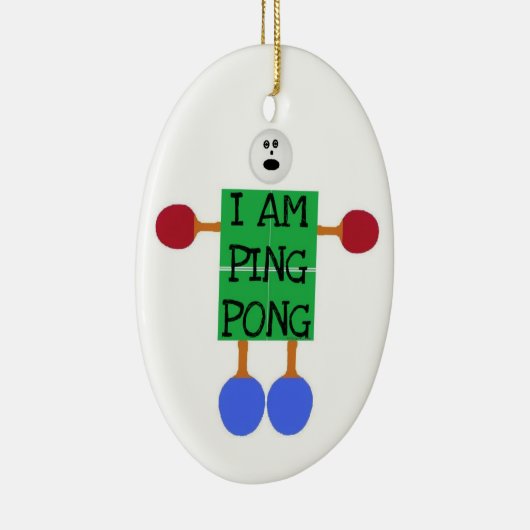Ich ping Pong Strichmännchen Keramik Ornament (Rechts)