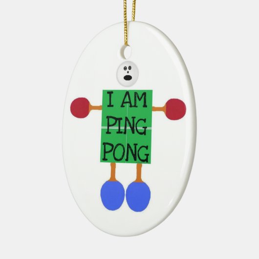 Ich ping Pong Strichmännchen Keramik Ornament (Links)
