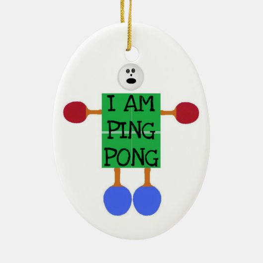 Ich ping Pong Strichmännchen Keramik Ornament (Hinten)