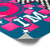 Ich Pink Blau Kariert 6 7 Poster (Ecke)