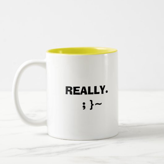 Ich pinkele diesbezüglich…, WIRKLICH.   ; } ~ Zweifarbige Tasse (Links)