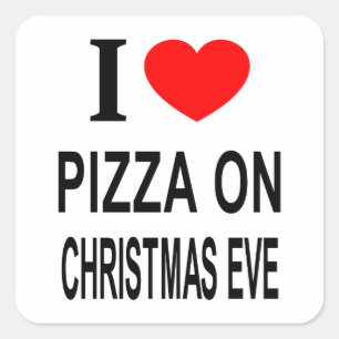 Ich ❤️ PIZZA AN HEILIGABEND ICH LIEBE PIZZA AN WEI Quadratischer Aufkleber