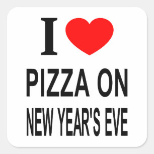 Ich ❤️ PIZZA AN SILVESTER Ich liebe PIZZA an Neuja Quadratischer Aufkleber