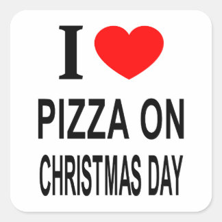 Ich ❤️ PIZZA AN WEIHNACHTEN ICH LIEBE PIZZA AN WEI Quadratischer Aufkleber