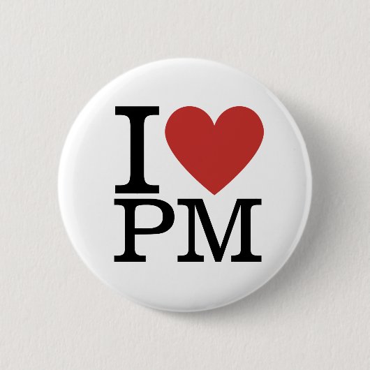 Ich ❤️ PM Projektmanagement für Mitarbeiter CUSTOM Button (Vorderseite)