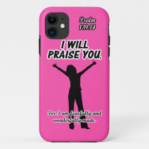 Ich preise Sie - Psalm-139:14 Rosa-Silhouette Case-Mate iPhone Hülle