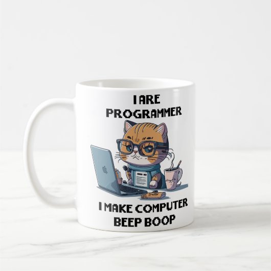 Ich programmiere Cat Beep Boop Katzenprogrammierer Kaffeetasse (Links)