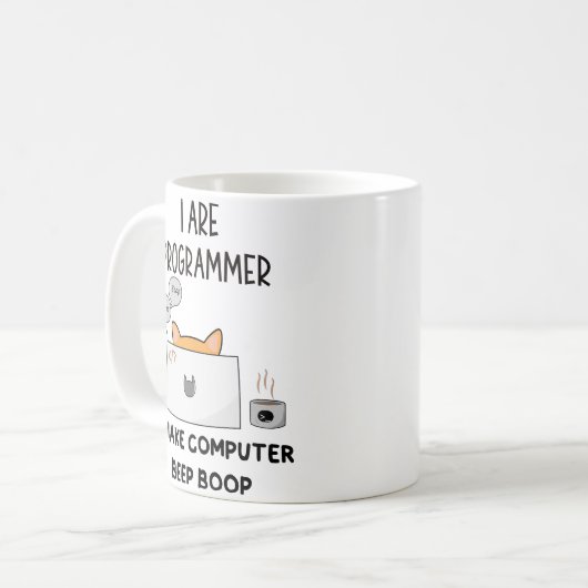 Ich programmiere Cat Beep Boop Katzenprogrammierer Kaffeetasse (Vorderseite Links)