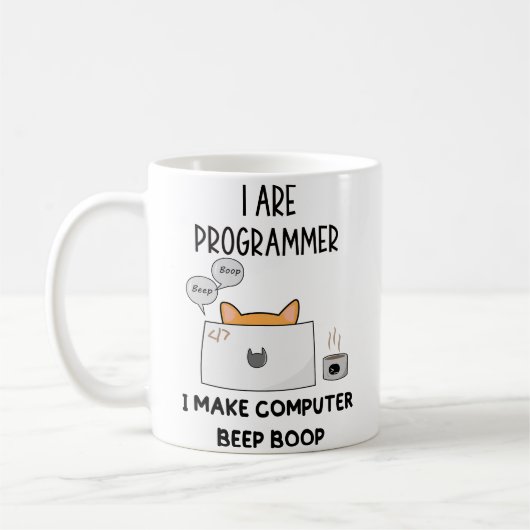 Ich programmiere Cat Beep Boop Katzenprogrammierer Kaffeetasse (Links)