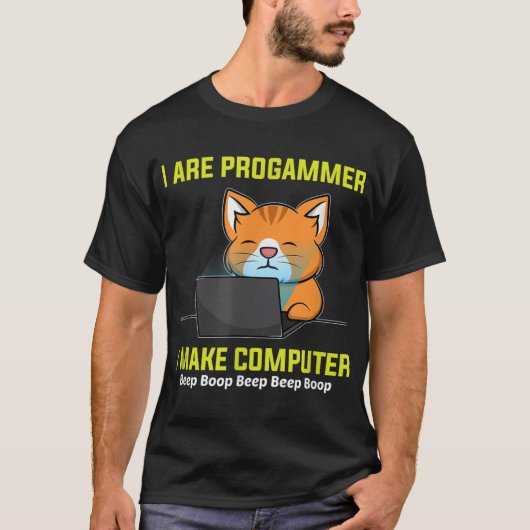 Ich programmiere Computer-Beep-Boop-Katze T-Shirt (Vorderseite)
