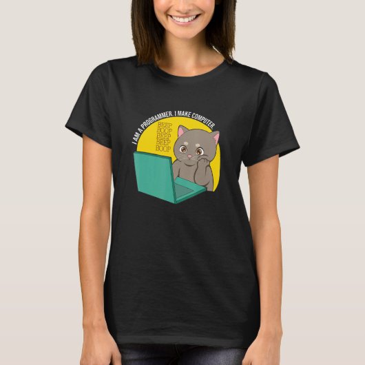 Ich programmiere Computer-Beep-Boop-Katze T-Shirt (Vorderseite)