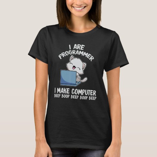 Ich programmiere Computer-Piep Boop Funny C T-Shirt (Vorderseite)