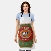 Ich raube mein Fleisch, bevor ich es im Grill kleb Schürze (Getragen)