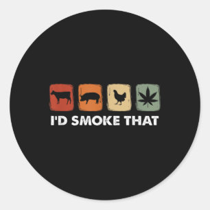 Ich rauche das, Funny Meat Smoker Runder Aufkleber