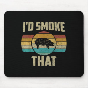 Ich rauche das Shirt Funny Retro Grillen Pig Fleis Mousepad