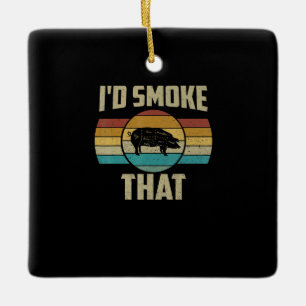 Ich rauche, dass lustige Retro-GRILLEN Pig Fleisch Keramikornament