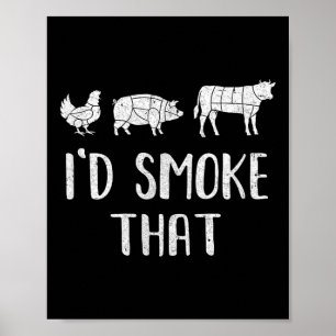 Ich rauche, dass Spaß Grillen Barbecue Smoker Koch Poster