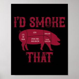 Ich rauche die Schweinekrippe, die Grillen grillt Poster