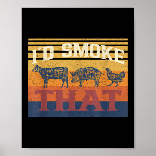 Ich rauche diese lustige Grillen Barbecue Fleisch Poster