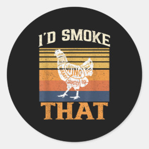 Ich rauche diese lustige Grillen Barbecue Fleisch Runder Aufkleber
