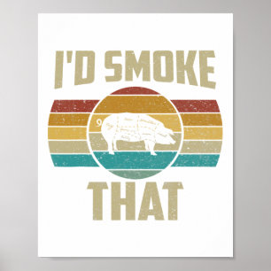 Ich rauche dieses Shirt Funny Retro Grillen Pig Fl Poster