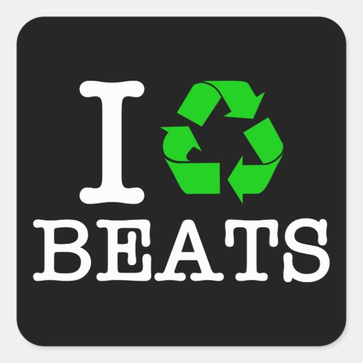 Ich recycel Beats Quadratischer Aufkleber (Vorderseite)