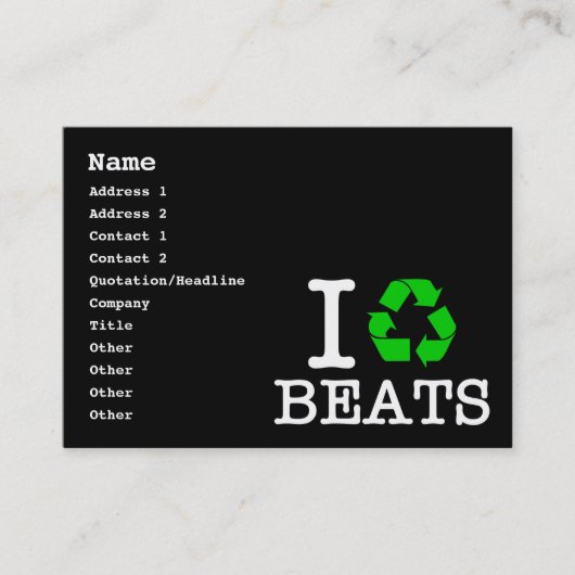 Ich recycel Beats Visitenkarte (Vorderseite)