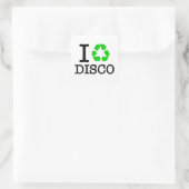 Ich recycel Disco Quadratischer Aufkleber (Tasche)