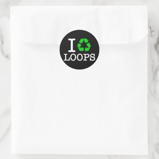 Ich Recycelte Loops Runder Aufkleber (Tasche)