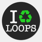Ich Recycelte Loops Runder Aufkleber (Vorderseite)