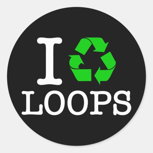 Ich Recycelte Loops Runder Aufkleber (Vorderseite)