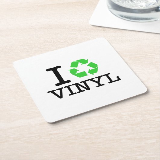 Ich Recycelte Vinyl Rechteckiger Pappuntersetzer (angewinkelt)