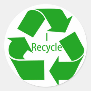 Ich Recycelte w/ Green Symbol Runder Aufkleber
