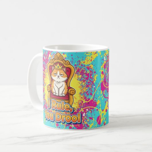 Ich regiere Sie Drool Funny Cat Design Kaffeetasse (Vorderseite Links)