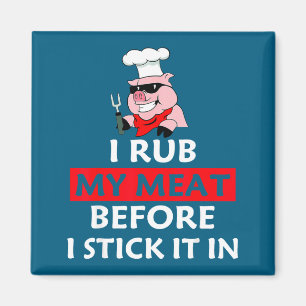 Ich reibe mein Fleisch, bevor ich es in den Bbq-Li Magnet