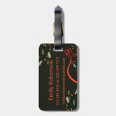 Ich reise für Weihnachts-Monogramm "E" mit Namen Gepäckanhänger (Rückseite vertikal)