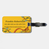 Ich reise für Weihnachts-Monogramm "F" mit Namen Gepäckanhänger (Rückseite horizontal)