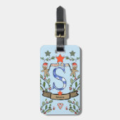 Ich reise für Weihnachts-Monogramm "S" mit Namen Gepäckanhänger (Vorderseite vertikal)