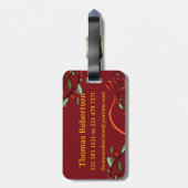 Ich reise für Weihnachts-Monogramm "T" mit Namen Gepäckanhänger (Rückseite vertikal)