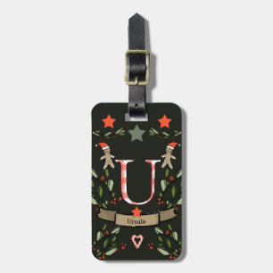 Ich reise für Weihnachts-Monogramm "U" mit dem Nam Gepäckanhänger