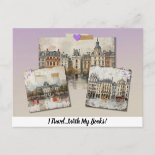 Ich Reise...Mit Meinen Büchern! Postkarte