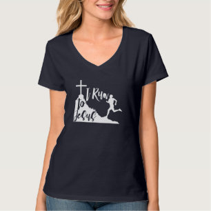 Ich renne zu Jesus Running Joggen Religiöse Christ T-Shirt