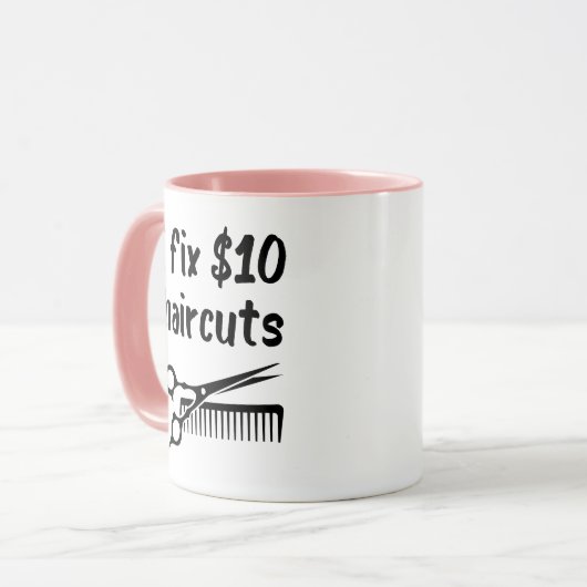 Ich repariere 10 Dollar Haarschnitte - Funny Hair Tasse (Vorderseite Links)